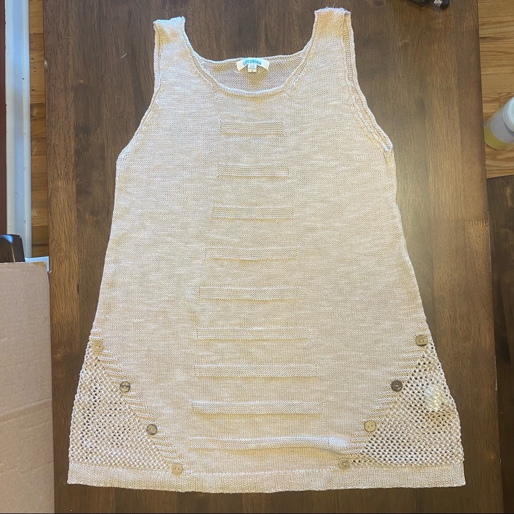 tan knit woven tank shirt